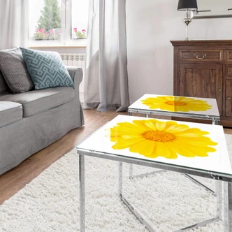 Glazen Tafelblad Gele Gerbera - 60x60 cm 