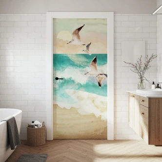 Door foil Seagulls on the beach - SpaceFrog Designs - Self-adhesive door decoration Door foil Seagulls on the beach - SpaceFrog Designs - Self-adhesive door decoration
