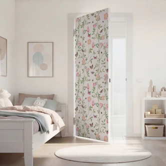 Door foil Pink Christmas roses in spring - UN Designs - Self-adhesive door decoration Door foil Pink Christmas roses in spring - UN Designs - Self-adhesive door decoration