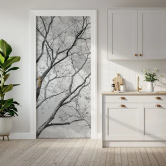 Door film treetops in the sky - Self-adhesive door decoration 