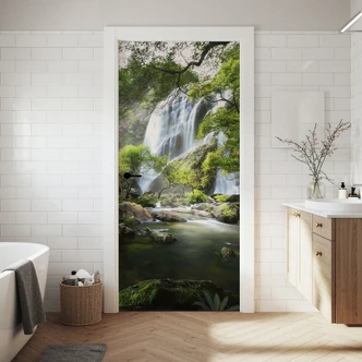 Door film waterfall in the forest - Photo - Self-adhesive door decoration Door film waterfall in the forest - Photo - Self-adhesive door decoration