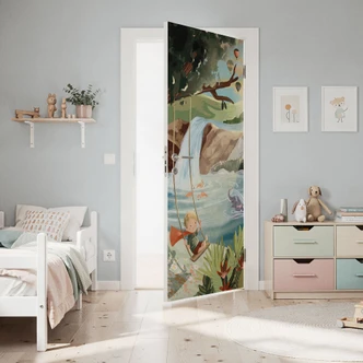 Door film for children's room - Swings in nature - Oasis for children - Goed Blauw - Self-adhesive door decoration Door film for children's room - Swings in nature - Oasis for children - Goed Blauw - Self-adhesive door decoration