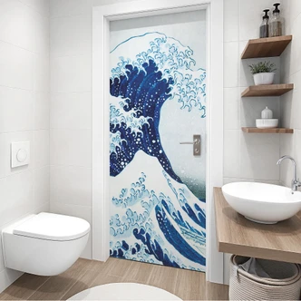 Door film The Great Wave of Kanagawa - Hokusai - Self-adhesive door decoration Door film The Great Wave of Kanagawa - Hokusai - Self-adhesive door decoration