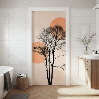 Sun and moon door foil in orange - Kubistika - Self-adhesive door decoration Sun and moon door foil in orange - Kubistika - Self-adhesive door decoration
