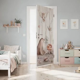 Door film for children's room - Cute animals in the forest - Kvilis - Self-adhesive door decoration Door film for children's room - Cute animals in the forest - Kvilis - Self-adhesive door decoration