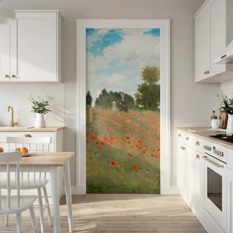 Door foil Poppy field near Argenteuil - Monet - Self-adhesive door decoration 