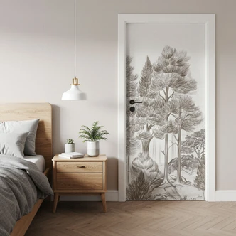 Deurfilm bos met boslandschap in beige - Ms Tiff 