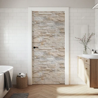 Door foil in stone look - Natural stone wall - Self-adhesive door decoration 