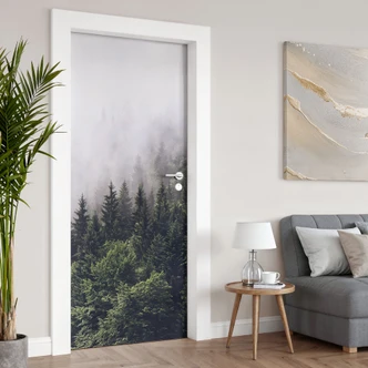 Foggy forest door film - Self-adhesive door decoration 