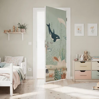 Door film for children's room - Sea animals deep in the ocean - Oliver Robins - Self-adhesive door decoration Door film for children's room - Sea animals deep in the ocean - Oliver Robins - Self-adhesive door decoration