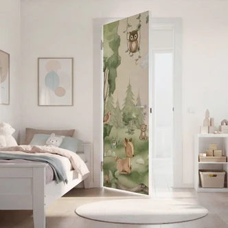 Door film for children's room - Cute animals in the heart of the forest - Oliver Robins - Self-adhesive door decoration Door film for children's room - Cute animals in the heart of the forest - Oliver Robins - Self-adhesive door decoration