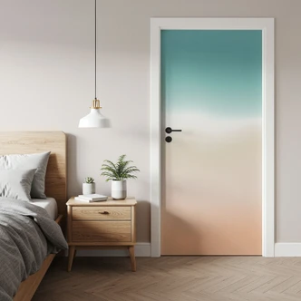 Ombre waves on the beach door film - Self-adhesive door decoration Ombre waves on the beach door film - Self-adhesive door decoration