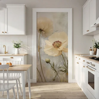 Floral door film in warm pastel shades - Paksoylu - Self-adhesive door decoration Floral door film in warm pastel shades - Paksoylu - Self-adhesive door decoration