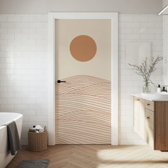 Sunrise over the abstract desert - Playell - Self-adhesive door decoration Sunrise over the abstract desert - Playell - Self-adhesive door decoration