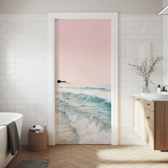 Door film Pink sky over the sea - Sisi & Seb - Self-adhesive door decoration Door film Pink sky over the sea - Sisi & Seb - Self-adhesive door decoration