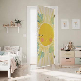 Children's room door film - A sunny day - Treechild - Self-adhesive door decoration Children's room door film - A sunny day - Treechild - Self-adhesive door decoration