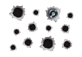 Adesivo murale - foro d'entrata del proiettile, per spioncino (11 parti) 