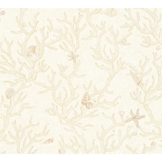 Versace tapet Fleecetapet Les Etoiles de la Mer tapet maritim beige, guld, creme Versace tapet Fleecetapet Les Etoiles de la Mer tapet maritim beige, guld, creme