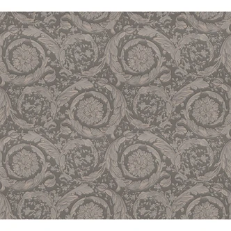 Versace wallpaper non-woven wallpaper Barocco Flowers brown, grey, metallic Versace wallpaper non-woven wallpaper Barocco Flowers brown, grey, metallic
