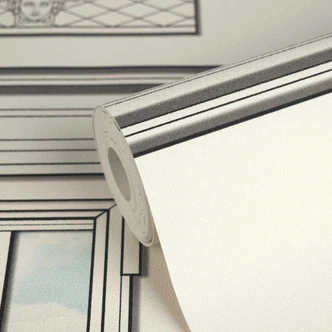Versace non-woven wallpaper Palazzo No 12 window facade white gray neo classic 