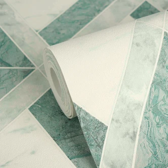 Versace non-woven wallpaper Tarsia diamond pattern marble look green white graphic 