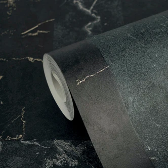 Versace non-woven wallpaper Greek meander graphic black gray marble look modern luxurious 