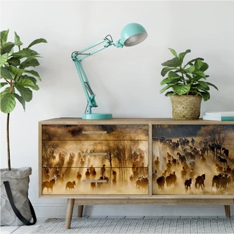 Zelfklevende Poster - Zhu - Wild Horses - panorama 