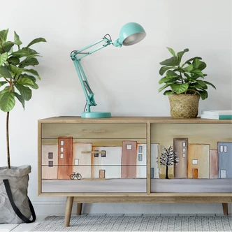 Zelfklevende Poster - Melz - Stad in de lente 