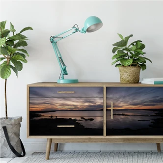 Muurprints Zonsondergang aan het Water - Panorama 