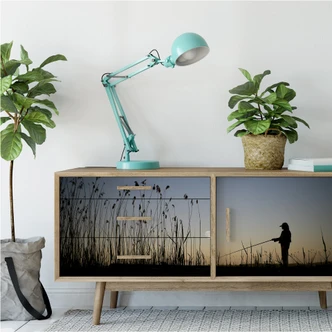 Zelfklevende Poster - Vissen bij de Maneschijn 