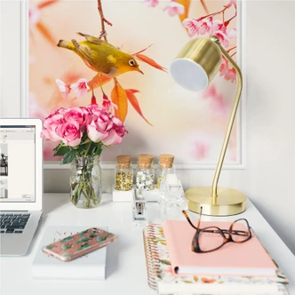 Wallprint W - Vogelgezwitscher in der Kirschblüte - quadratisch 