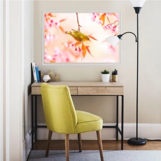Wall print Twittering in the cherry blossoms 