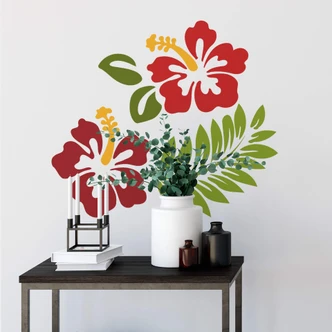 Wandtattoo Hibiskusblüten - rot 