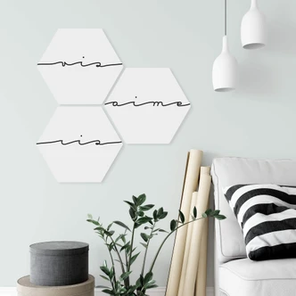 Esagoni Alu-Dibond Vis ris aime (Set 3 pz.) 