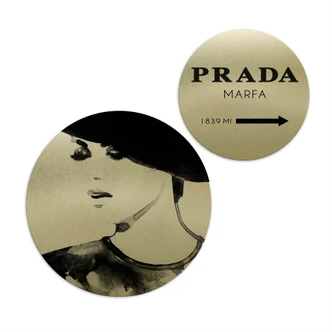 Alu-Dibond Wall Circle Set Gold Effect - Prada Marfa 