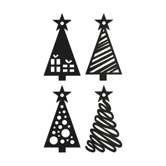 Kerstdecoratie Dennenbomen Set van 4 - acryl 