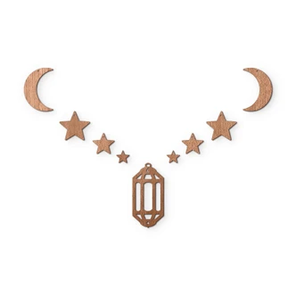 Decoro in legno Ramadan Set - Luna stelle lanterna 