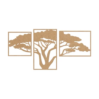 Wanddeko Afrikanischer Baum (3-teilig) - MDF Natur 