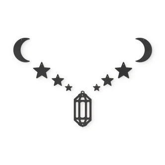 Décoration en bois MDF - Set pour Ramadan - Lune, étoiles et lanterne 
