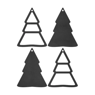 MDF Decoratie Kerst - Dennenbomen (4-delig) 