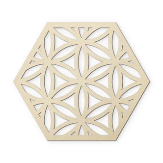 Decoración en madera de álamo - Hexágono Flor de la Vida 