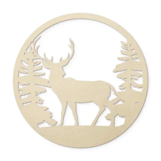 Holzdeko Pappel - Hirsch im Wald 