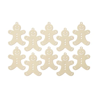 Kerstdecoratie Gingerbread Mannetjes Set van 10 - populierenhout 