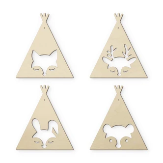 Decorazione in legno + corda - Animali 