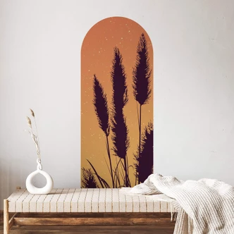Wandtattoo Rundbogen Pflanzen - Pampasgras orange-gelb 