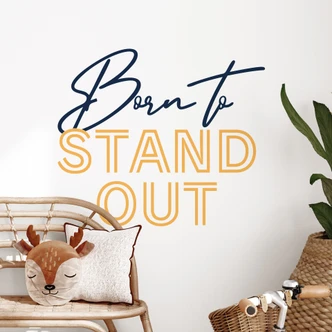 Wallsticker ordsprog - Født til at skille sig ud blå-orange 