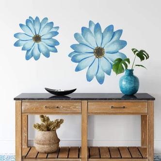 Wandtattoo Bornholmer Margeritenblüte blau Watercolor 