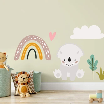 Muursticker Dino onder de Regenboog 