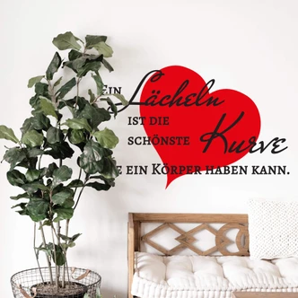 Wandtattoo Ein Lächeln ist die schönste Kurve... (2-farbig) Wandtattoo Ein Lächeln ist die schönste Kurve... (2-farbig)