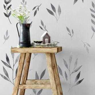 Wandtattoo eingefärbte Blätter Watercolour schwarz 